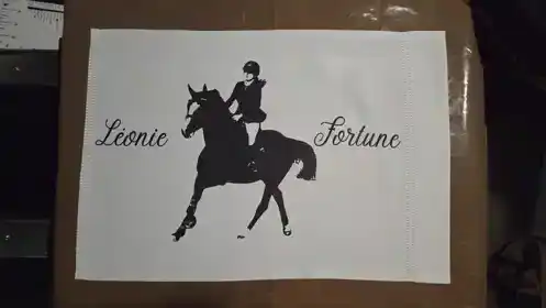 Custom marine-grade printed flag made for an equestrian competition rider